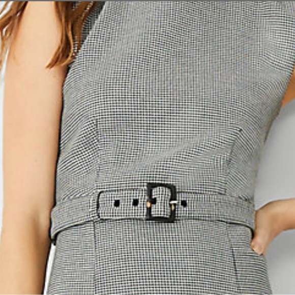 NWT Ann Taylor 4T Belted Houndstooth Midi Sheath Dress - Picture 4 of 13